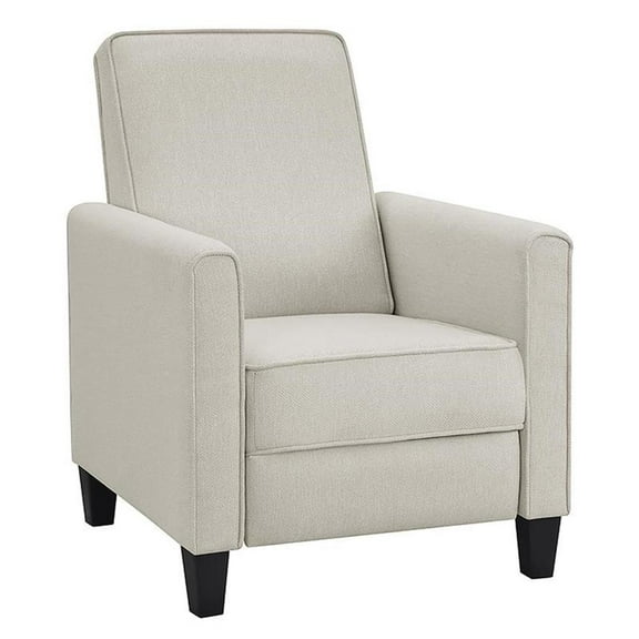 Bowery Hill Transitional Fabric Push Back Chair with Rounded Track Arms in Beige