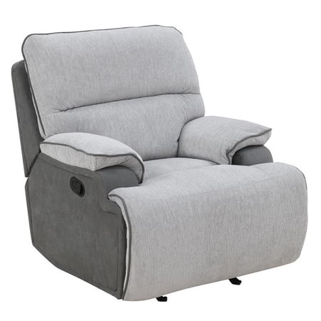 Bowery Hill Transitional Fabric Recliner Chair in Gray Finish