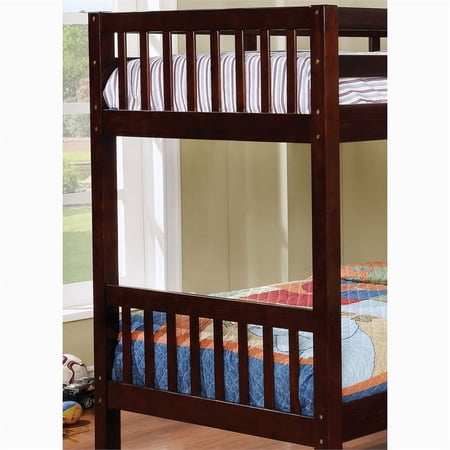 Bowery Hill Transitional L Shaped Twin Wooden Bunk Bed in Dark Walnut