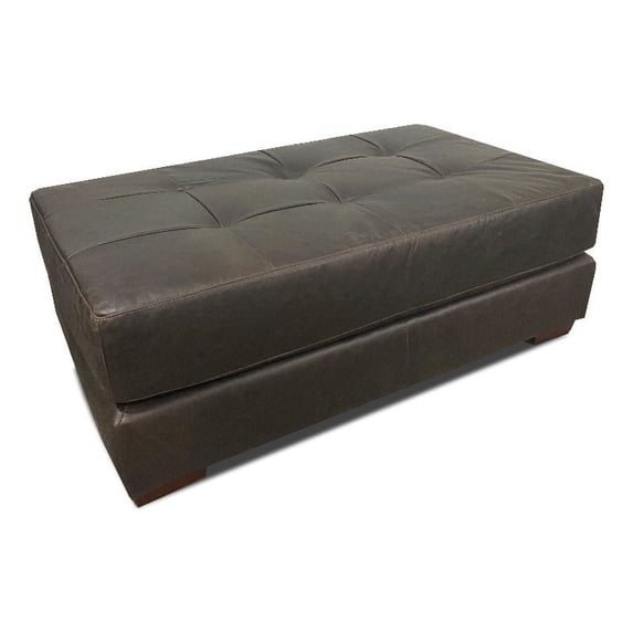 Bowery Hill Transitional Leather Cocktail Ottoman in Rich Brown