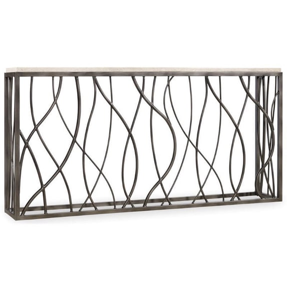 Bowery Hill Transitional Marble Console Table in Cream