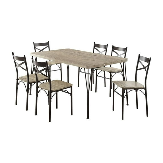 Bowery Hill Transitional Metal 7-Piece Dining Set in Gray and Dark Bronze