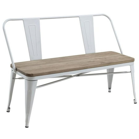 Bowery Hill Transitional Metal Base Dining Bench in White