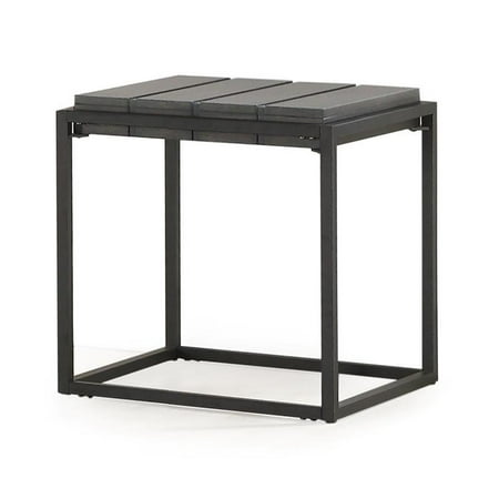 Bowery Hill Transitional Metal Base Mixed Media End Table in Gray