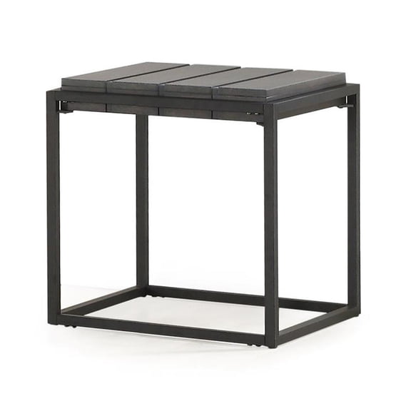 Bowery Hill Transitional Metal Base Mixed Media End Table in Gray