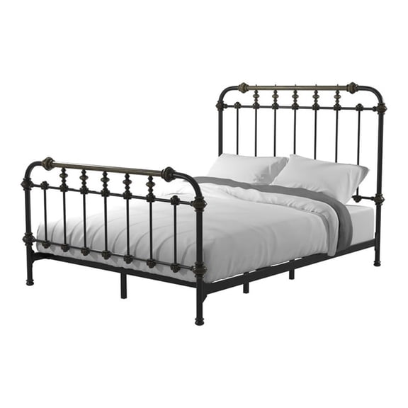 Bowery Hill Steel Antique Black Twin Spindle Bed Rectangular Powder-Coated 80.75" x 43.5" x 54.75" Unassembled