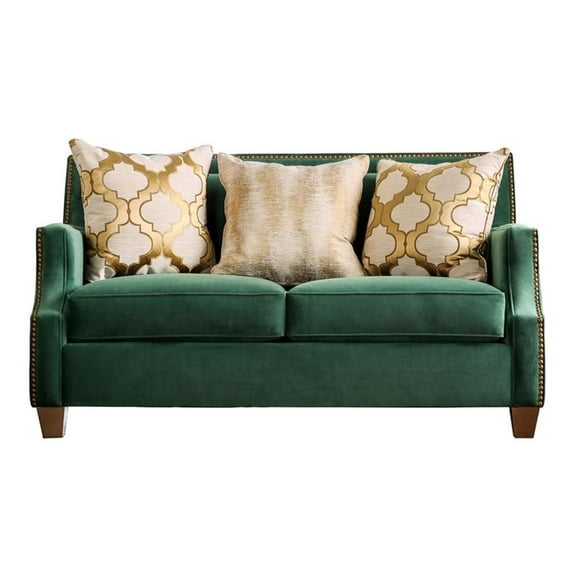 Bowery Hill Transitional Microfiber Loveseat in Emerald Green