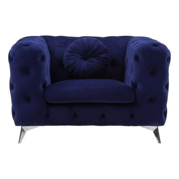 Bowery Hill Transitional / Modern Fabric Chair in Blue Finish
