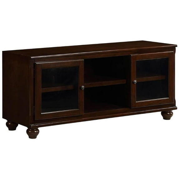 Bowery Hill Transitional / Modern Glass TV Stand in Walnut Finish