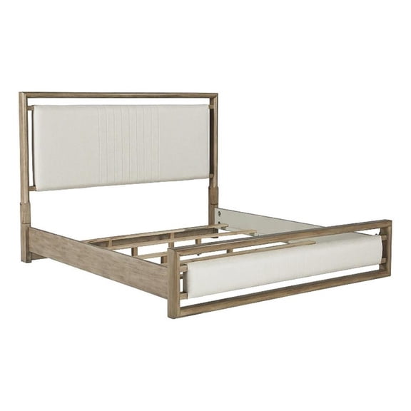 Bowery Hill Transitional Queen Upholstered Panel Bed in Nutmeg