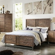 Bowery Hill Transitional Rustic Style Queen Panel Bed with Headboard in Reclaimed Oak