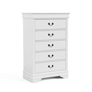 Bowery Hill Transitional Solid Wood 5-Drawer Chest in White Finish
