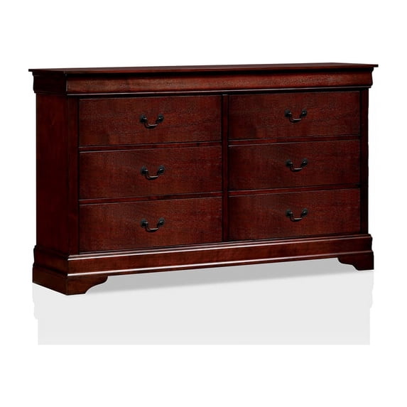 Bowery Hill Transitional Solid Wood 6-Drawer Dresser in Cherry