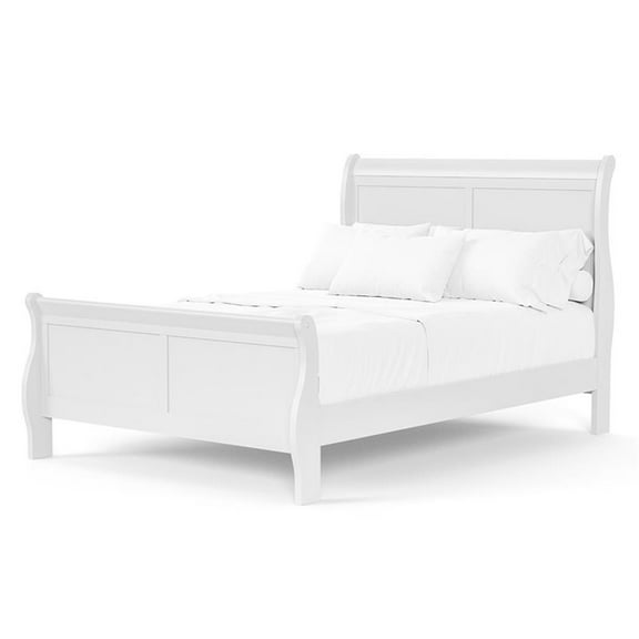 Bowery Hill Transitional Solid Wood Panel Twin Bed in White Finish