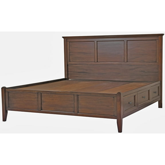 Bowery Hill Transitional Solid Wood Queen Panel Storage Bed in Cherry Brown