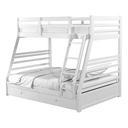 Bowery Hill Solid Wood White Bunk Bed Twin Over Full Unassembled