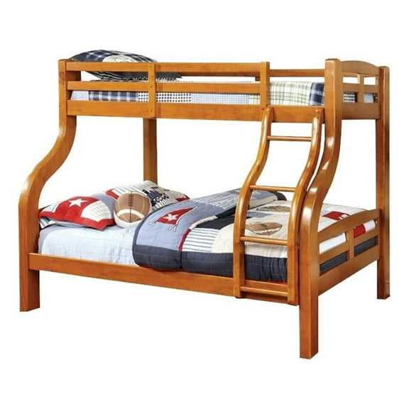 Bowery Hill Transitional Solid Wood Twin over Full Bunk Bed in Oak