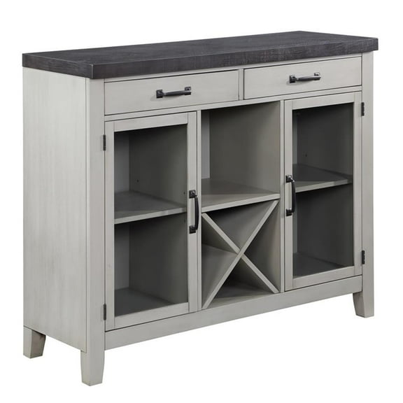 Bowery Hill Transitional Stone Gray and Charcoal Wood Server