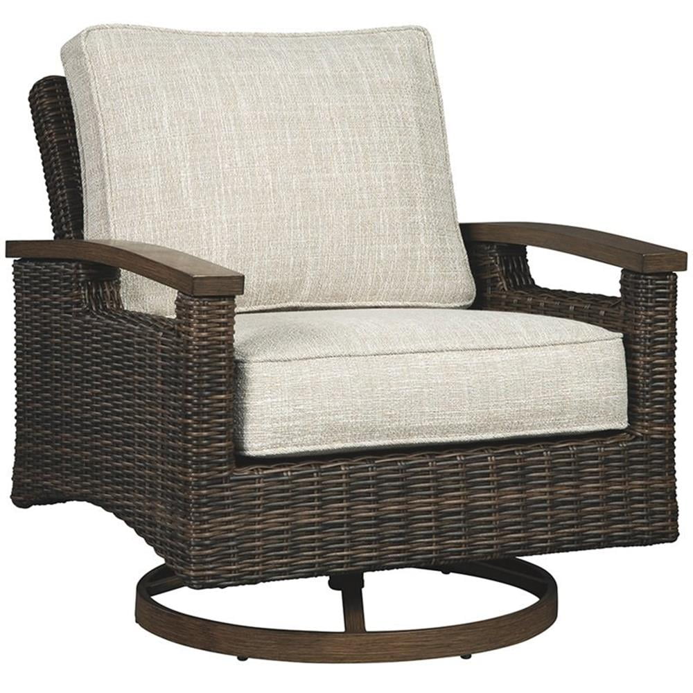 Beacon Park Coastal Gray Wicker Swivel Lounge Chair