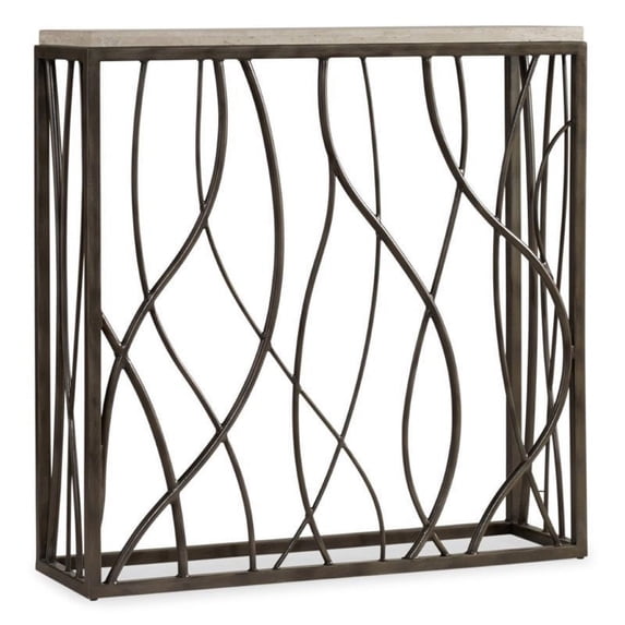Bowery Hill Transitional Thin Metal Console Table in Cream