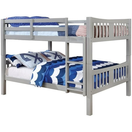 Bowery Hill Transitional Twin Over Twin Wooden Bunk Bed in Gray