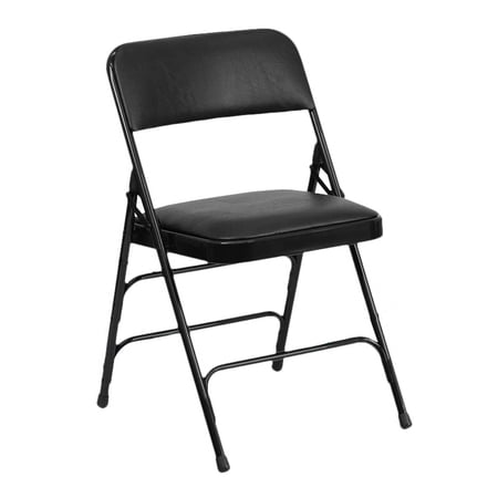 Bowery Hill Transitional Upholstered Metal Folding Chair in Black