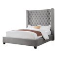 thumbnail image 1 of Bowery Hill Transitional Velvet Upholstered High Profile Cal King Bed in Gray, 1 of 4