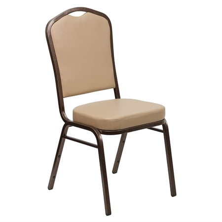 Bowery Hill Transitional Vinyl/Steel Banquet Stacking Chair in Tan