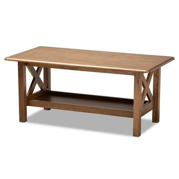Bowery Hill Transitional Walnut Brown Finished Rectangular Wood Coffee Table