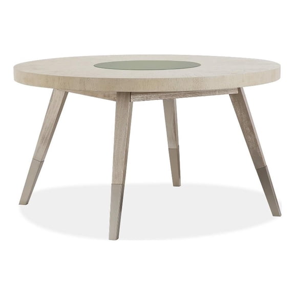 Bowery Hill Transitional Warm Silver And Acadia White Round Dining Table