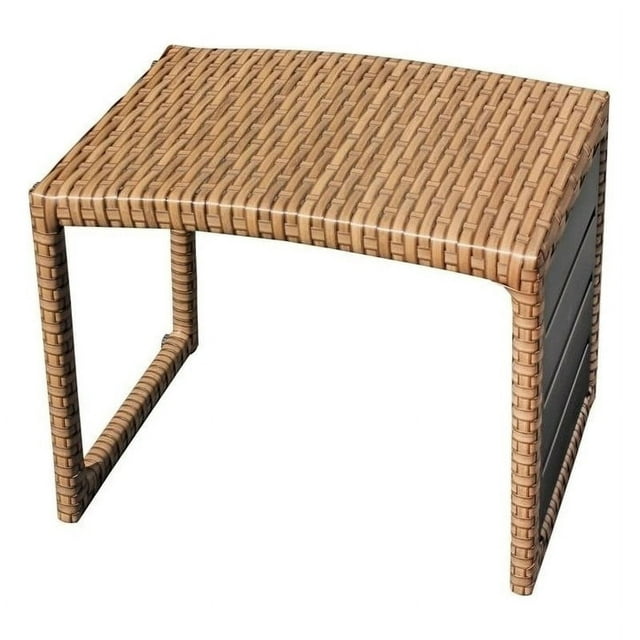 Bowery Hill Transitional Wicker / Rattan Outdoor Side Table in Caramel