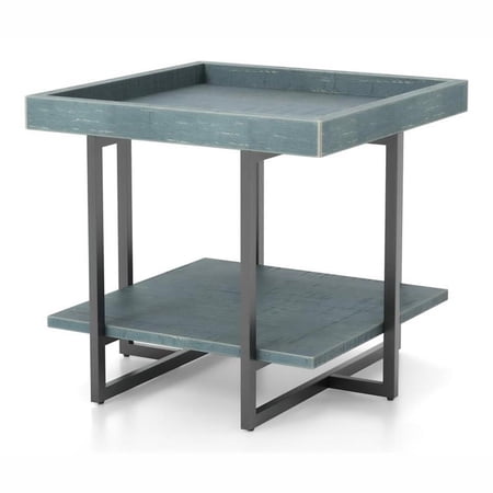 Bowery Hill Transitional Wood 1-Shelf End Table in Antique Blue Finish