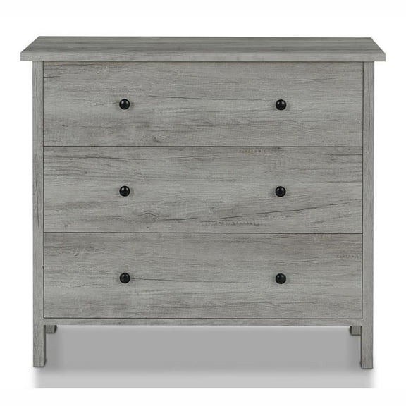 Bowery Hill Transitional Wood 3-Drawer Chest in Gray Oak Finish