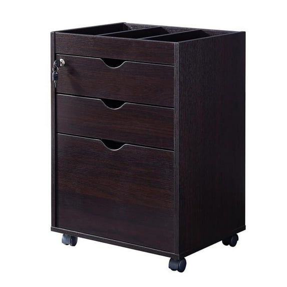 Bowery Hill Transitional Wood 3-Drawer File Cabinet in Cappuccino