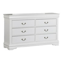 Bowery Hill Transitional Wood 6-Drawer Dresser in White Finish