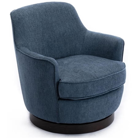 Bowery Hill Transitional Wood Base Swivel Chair in Cadet Blue