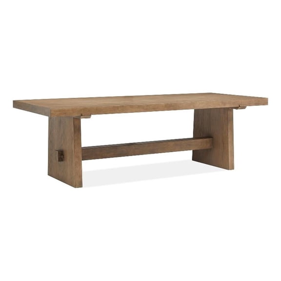 Bowery Hill Transitional Wood Belgian Wheat Trestle Dining Table