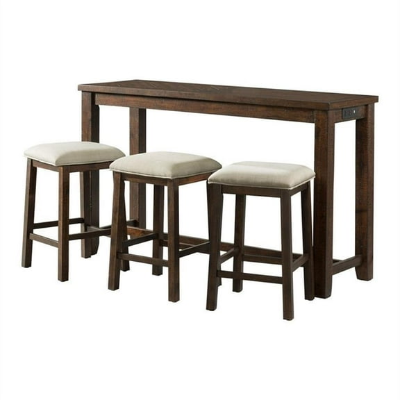 Bowery Hill Transitional Wood Brown Multipurpose Bar Table Set