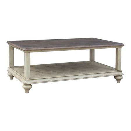 Bowery Hill Transitional Wood Cocktail Table in Cream Puff/Walnut Brown/Black