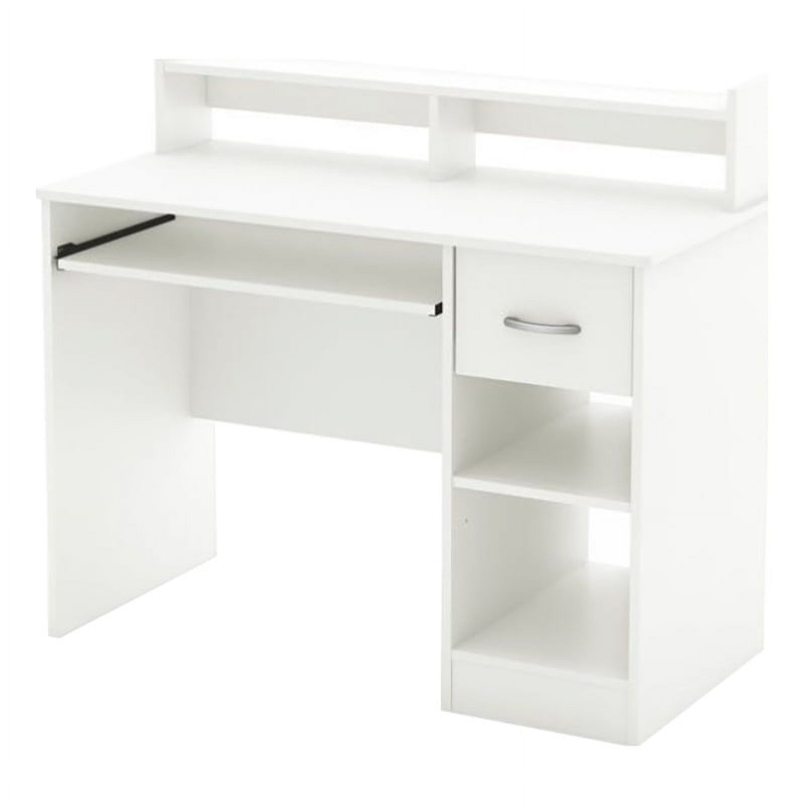 Bowery Hill Transitional Wood Desk with Low Hutch in Pure White