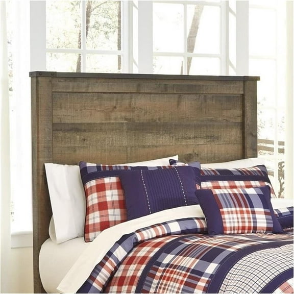 Bowery Hill Transitional Wood Full Panel Headboard in Brown Finish