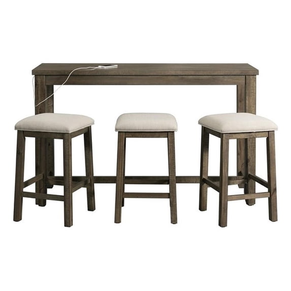 Bowery Hill Transitional Wood Gray Multipurpose Bar Table Set