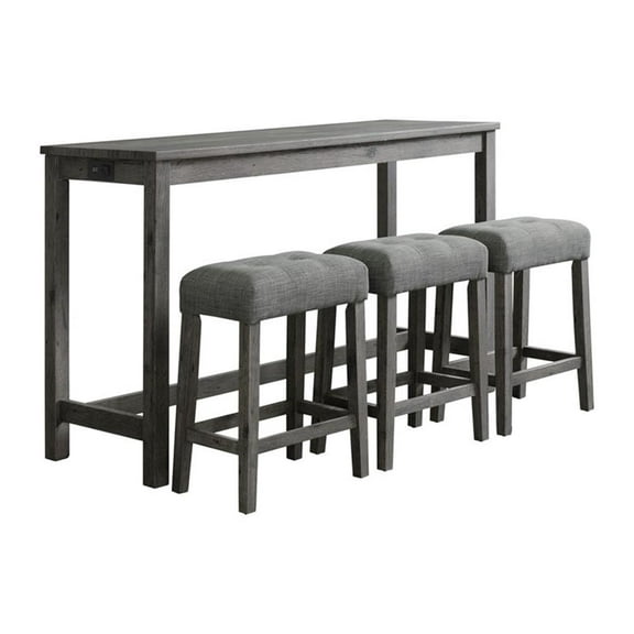 Bowery Hill Transitional Wood Multipurpose Bar Table Set in Charcoal