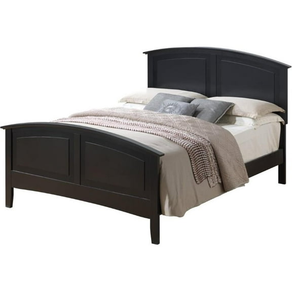 Bowery Hill Transitional Wood Queen Panel Bed in Black Finish