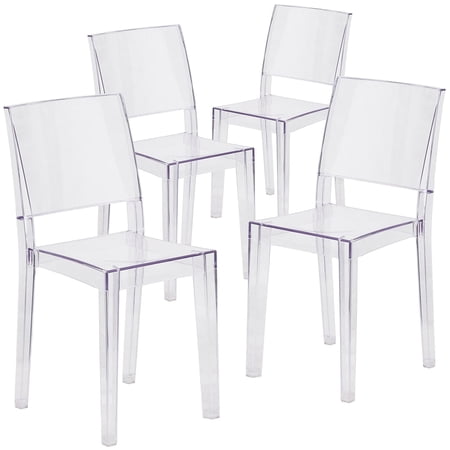 Bowery Hill Polycarbonate Clear Stacking Chair Transparent Fluid Design 34" x 16.25" x 20"