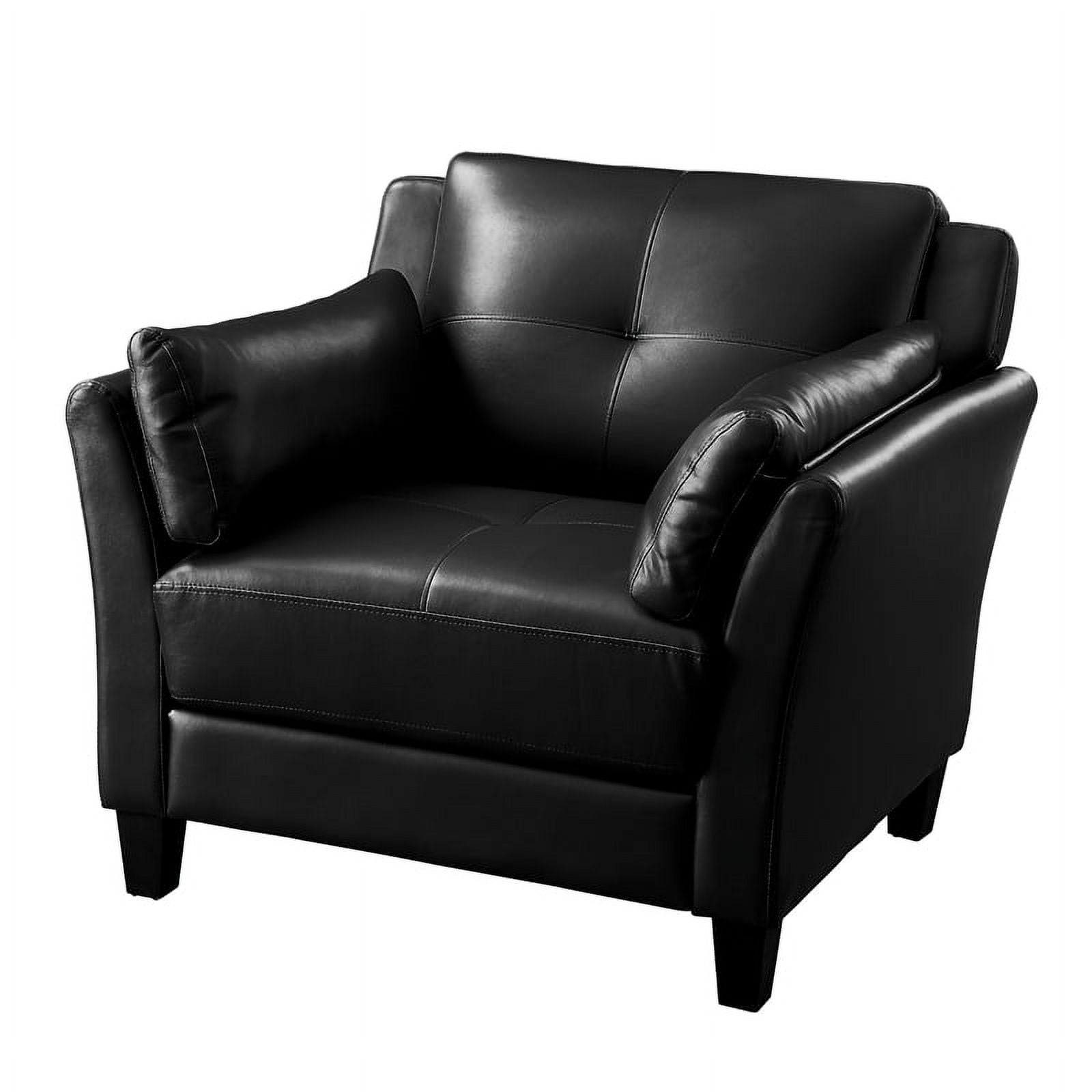 Bowery Hill Tufted Faux Leather Tufted Accent Chair in Black