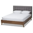 thumbnail image 1 of Bowery Hill Tufted King Panel Platform Bed in Grey, 1 of 8