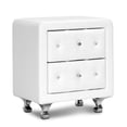 thumbnail image 1 of Bowery Hill Faux Leather White Nightstand Rectangular Crystal Buttons 23.75" Unassembled, 1 of 8