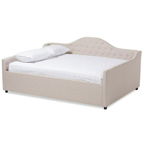 Bowery Hill Tufted Queen Daybed in Light Beige