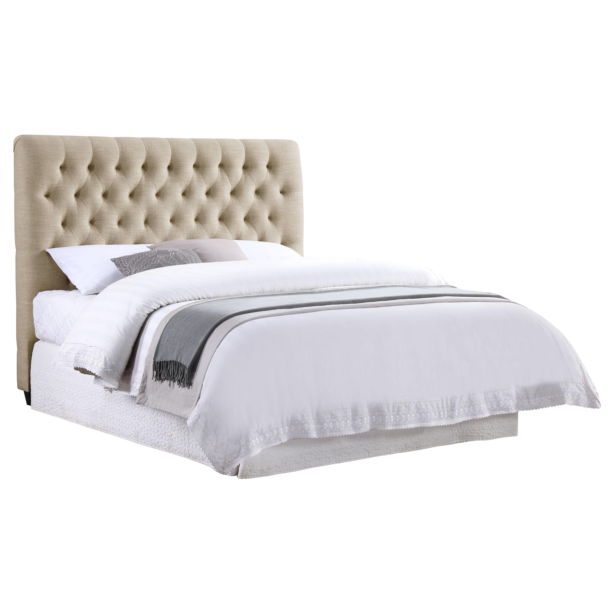 Bowery Hill Tufted Queen Headboard in Oatmeal
